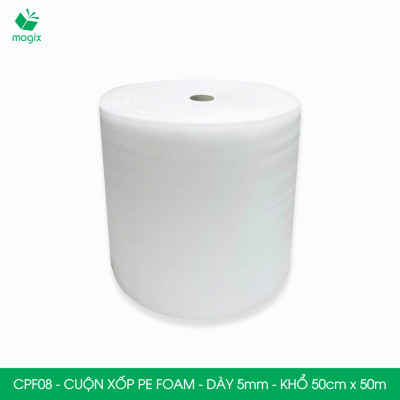 CPF08 - 50cm x 50m - Cuộn xốp PE Foam dày 5mm chống sốc, xốp bọc chống sốc, xốp gói hàng