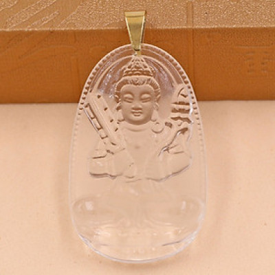 Mặt dây chuyền Hư Không Tạng Bồ Tát thủy tinh trong size nhỏ 3.6cm MFBTT6 - phật bản mệnh tuổi Sửu, Dần
