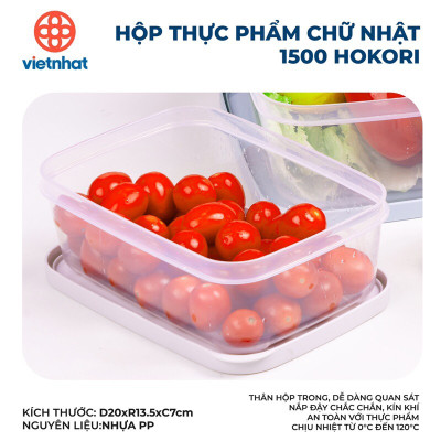 Combo 3 Hộp Đựng Thực Phẩm Chữ Nhật 750-1500-2500 ml Hokori - Hàng Chính Hãng ( màu ngẫu nhiên)