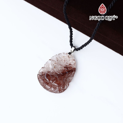 Mặt dây chuyền nữ hoàng hồ ly 9 đuôi đá thạch anh tóc đỏ hợp mệnh hỏa, thổ - Ngọc Quý Gemstones