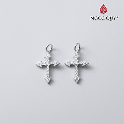 Charm bạc treo hình thánh giá họa tiết nổi - Ngọc Quý Gemstones