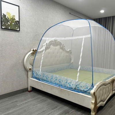 Màn Chụp , Mùng Chụp Cao Cấp Mộc Miên Đỉnh Rộng - Kích Thước 1,6mx2m Trắng Viền Xanh ( Hà Nội )