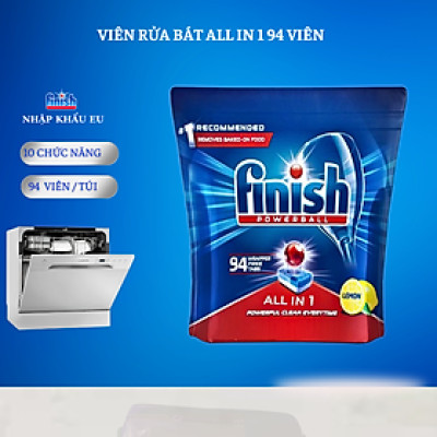 Viên rửa bát Finish All in one 90 viên hương chanh