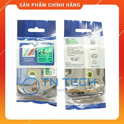 Nhãn In Tz2-751 - Đen nền xanh lá 24mm x 8m - Dùng cho máy in BROTHER - AIMO - PUTY [Hàng nhập khẩu]