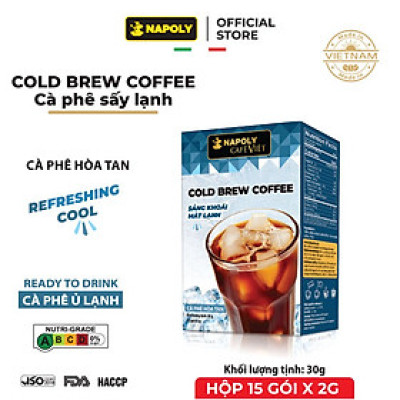 Cà Phê Sấy Lạnh Hòa Tan COLD BREW Napoli Coffee Không Đường Chua Thanh Hậu Ngọt - Hộp 15gói x 2g