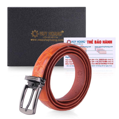 HP5214-15-16-17 - Dây thắt lưng nữ da cá sấu Huy Hoàng nguyên con bụng 2,5P màu đen, nâu đỏ, vàng, nâu đất
