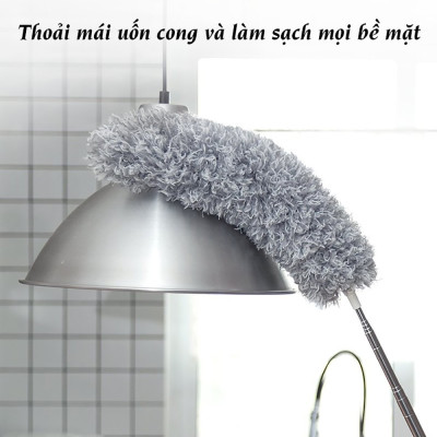 Chổi quét bụi trần nhà đa năng  dài 2M8 , lông chổi mềm mịn giúp hút ,cuốn giữ bụi bẩn, đầu chổi có thể gập 90 độ hoặc vặn xoắn ,cán chổi bằng inox có thể kéo rút giúp việc lau gần , lau xa  thật đơn giản và tiện lợi , làm sạch mọi vết bẩn cứng đầu 
