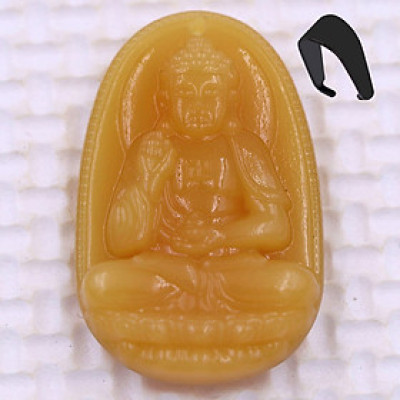 [Tuổi Tuất, Hợi] Mặt Dây Chuyền Phật A Di Đà Đá Thạch Anh Vàng Size Nhỏ 3.6cm & Size Lớn 4.3cm- Tặng Kèm Móc Inox - Phong Thủy 868 - May Mắn - Bình An