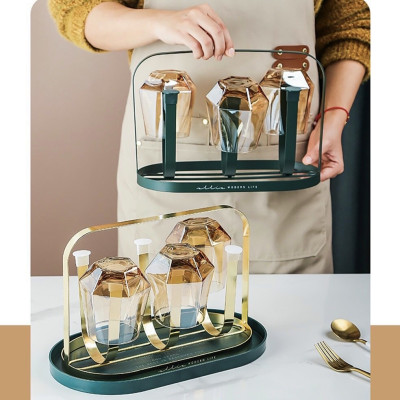 GIÁ ÚP LY CỐC CAO CẤP  HÌNH BẦU DỤC CÓ KHAY HỨNG NƯỚC - ANTH684