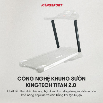 Máy chạy bộ KINGSPORT Plus K-04 đơn năng,thảm chạy rộng chống trơn, thiết kế nhỏ gọn, cân nặng phù hợp từ dưới 70kg