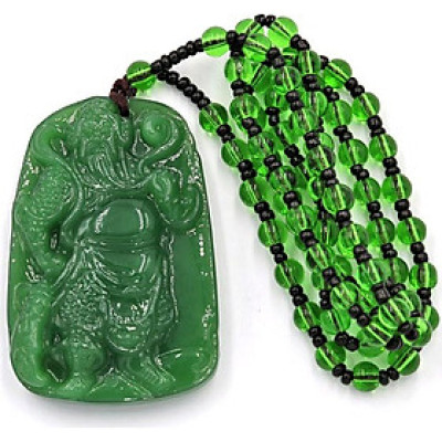 Vòng cổ tượng Quan công đá thạch anh xanh DQCX14