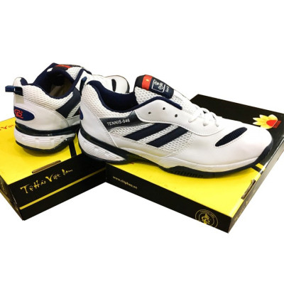 Giày Đánh Tennis Chí Phèo CP046 Màu Trắng Phối Đen