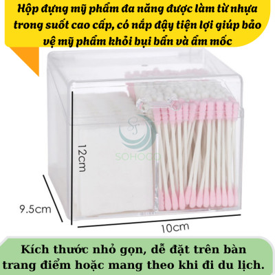 Hộp Đựng Mỹ Phẩm Đa Năng Trong Suốt- Hộp Nhựa Trong Đựng Son, Mút Trang Điểm, Bông Tẩy Trang- Hộp Đựng Mỹ Phẩm Có Nắp Sang Trọng- Hộp Trang Điểm Mini Gọn Gàng- Hộp Đựng Đồ Makeup Chia Ngăn Tiện Lợi