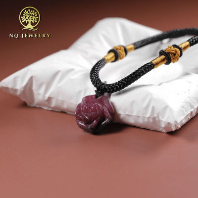 Mặt dây chuyền hoa mẫu đơn đá ruby Nam Phi mệnh hỏa, thổ - Ngọc Quý Gemstones