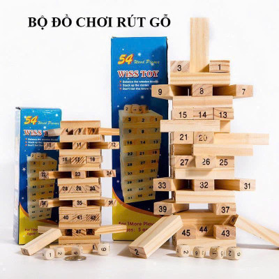 Đồ Chơi Rút Gỗ Loại To (54 Thanh + 4 Xúc Xắc) - Đồ Chơi Trẻ Em Phát Triển Trí Tuệ - Đồ Chơi Thông Minh Toy