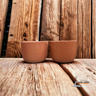 Chậu Gốm Đất Nung Hoa Văn Xương Cá D17cm X H13cm