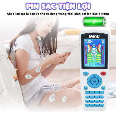 Máy massage xung điện Nikio NK-103A - 4 kênh, 8 miếng dán, 16 chế độ, 20 cường độ tùy chỉnh
