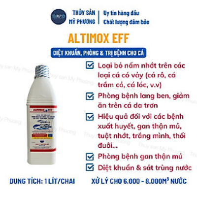 Bkc sát khuẩn ao diệt nấm ghẻ đốm trắng đỏ thối vây đuôi tuột nhớt gan thận mủ Altimox Eff tôm thẻ cá lươn ếch ốc baba