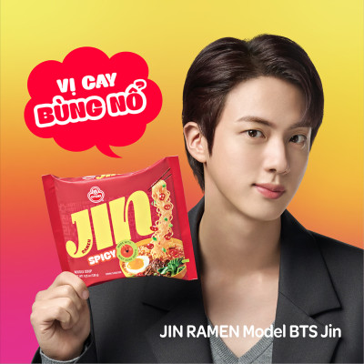 Lốc 5 gói mì Jin Cay Otoki hương vị chuẩn Hàn, vị cay bùng nổ (120gx5)