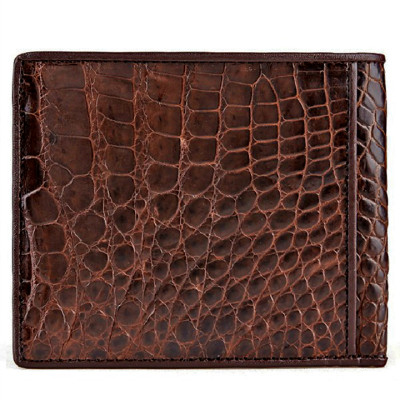 HC2786 - Bóp nam Huy Hoàng da cá sấu ngăn sau màu nâu đất