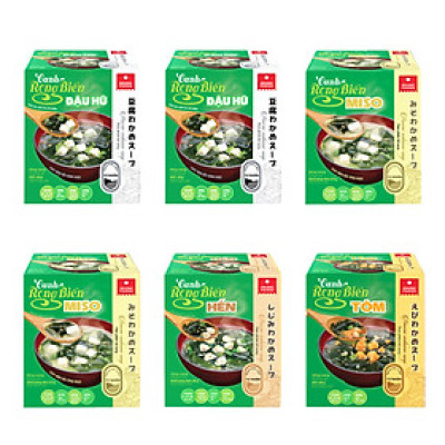 Combo 6 hộp Canh rong biển Asuzac (40g x 6 hộp) - Đủ 5 loại canh rong biển Asuzac