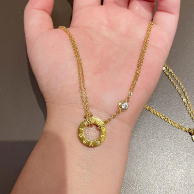 Dây chuyền nữ titan thời trang mặt hình tròn thép không gỉ trangsucpt có 3 màu sắc DCNUT07