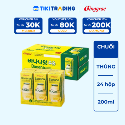 Thùng 24 hộp Sữa chuối 200ml nhãn hiệu Binggrae