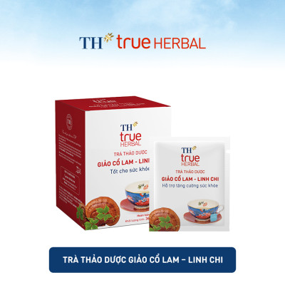 Bộ 4 hộp trà thảo dược TH true HERBAL Giảo cổ lam – Linh chi, Nhân trần – Cúc hoa, Lạc tiên – Tâm sen & Tía tô – Gừng (80 gói)