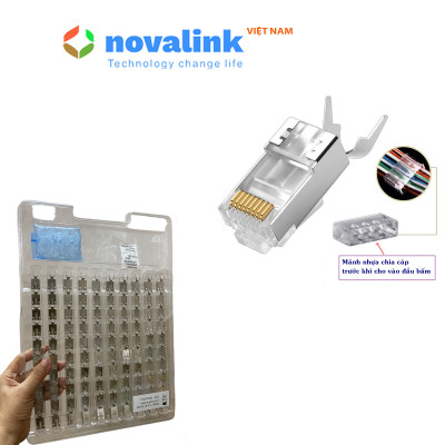 Hạt mạng xuyên thấu cat6A/ Cat7 made in Taiwan - Hàng nhập khẩu chính hãng. Tặng kèm đầu chụp