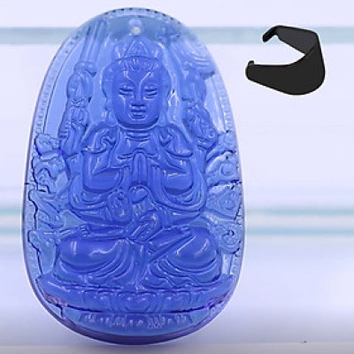 [Tuổi Tý] Mặt Dây Chuyền Phật Thiên Thủ Thiên Nhãn Đá Pha Lê Xanh Dương Size Nhỏ 3.6cm & Size Lớn 5cm - Tặng Kèm Móc Inox - Phong Thủy 868 - May Mắn - Bình An