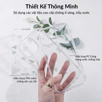 Ốp lưng cho iPhone 16 ProMax / 15Promax / 14 promax/ 13 promax/ 12 promax/ 11 promax/ Xsmax/ XS/ 8plus/ 7plus trong suốt chống ố vàng, chống sốc đệm khí cao cấp - hàng chính hãng