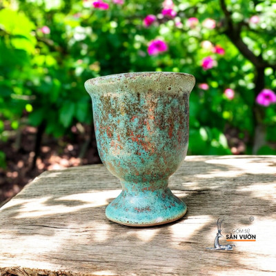 Chậu Gốm Cúp Men Sôi Trồng Sen Đá Xương Rồng - Miệng 20 x Cao 25cm