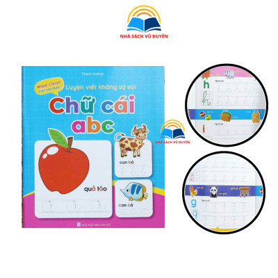 Sách Bộ vở luyện viết không sợ sai Wipe clean xóa được (5 cuốn), tặng kèm 2 bút lông xóa được