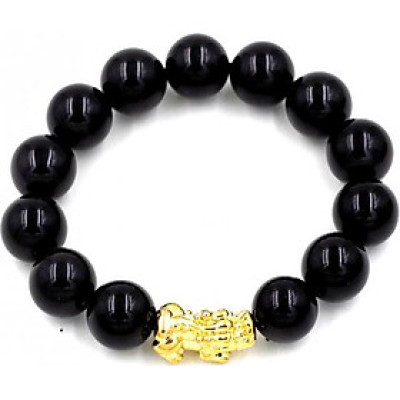 Vòng tay chuỗi hạt tỳ hưu thạch anh đen 14 ly TH16