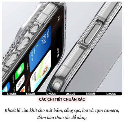 ốp lưng chống sốc trong suốt cho iPhone 17 Pro Max / 17 Air / 17 Pro / 17 hiệu Likgus Lin - Chống sốc 2m, túi khí ẩn 4 góc, chống va đập, độ trong full HD - Hàng nhập khẩu