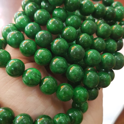 Vòng đeo tay nữ đá cẩm thạch xanh đậm 10mm đẹp  Nữ mệnh mộc hỏa thủy đeo may mắn tài lộc rẻ đẹp ạ