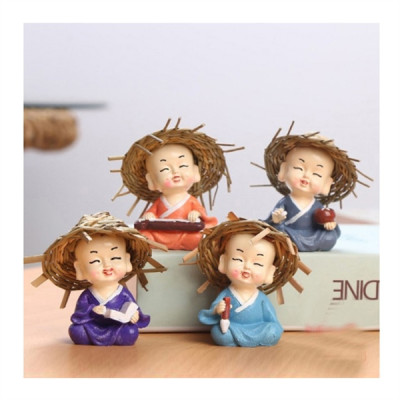 Bộ tượng chú tiểu nón nhẹ nhàng vẽ Cầm - Kỳ - Thi - Họa - 4 tư thế - Hàng chính hãng