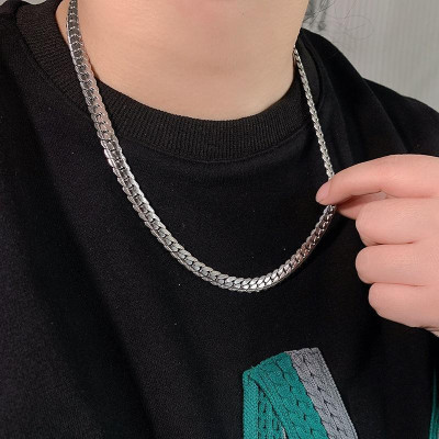 Vòng Cổ Dây chuyền nam titan thép không gỉ lặc khít inox chạm 2 bên trangsucpt 9mm PTDCNA57