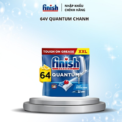 Viên rửa bát Finish Quantum 60 viên hương táo chanh - 14 chức năng