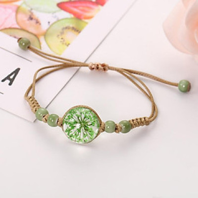 Vòng tay hoa khô màu xanh lá