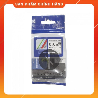 [Combo 3 cuộn] Ống co nhiệt Brother HS2-221 - Đen nền trắng 8.8mm x 1.5m - Hàng nhập khẩu