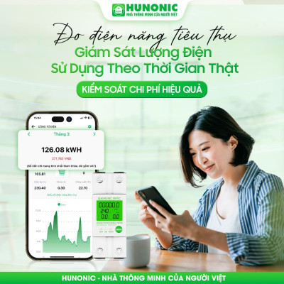 Công Tơ Điện Tử WIFI Thông Minh HUNONIC ENTEC 63A/220V