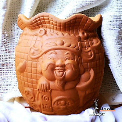 Chậu Gốm Đất Nung Hình Thần Tài Rộng 15cm X Cao 15cm