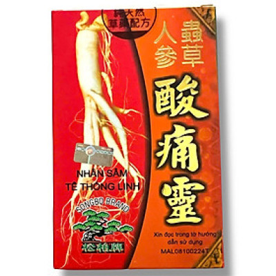 Viên uống đau nhức xương khớp Nhân Sâm Tê Thống Linh xuất xứ Malaysia - Hộp 20 Viên - Mã số 1530