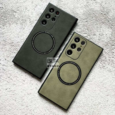 Ốp Lưng Da Cho Samsung S25 Ultra / S24 Ultra / Galaxy S23 Ultra / S23 Plus / S22 Ultra / S22 Plus Có Vòng Từ Tính