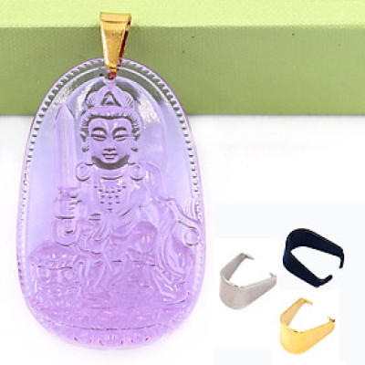 [Tuổi Mão] Mặt Dây Chuyền Phật Văn Thù Bồ Tát Đá Pha Lê Tím Size Nhỏ 3.6cm & Size Lớn 5cm - Tặng Kèm Móc Inox - Phong Thủy 868 - May Mắn - Bình An