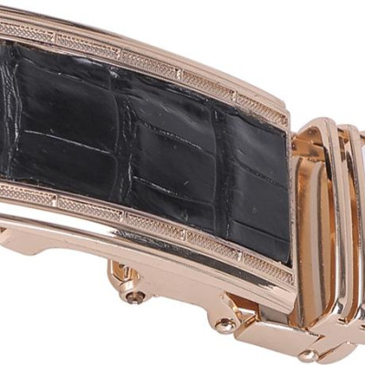 Đầu Khóa Da Cá Sấu 3,5 Phân Đầu Vàng Huy Hoàng HT9213 - Đen