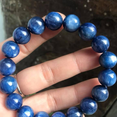  CHIẾC LẮC TAY ĐÁ KYANITE HÀNG CAO CẤP ĐÁ THIÊN NHIÊN  SIZE 11LY5 MÀU XANH DƯƠNG ĐẬM ĐẸP TUYỆT VỜI  DÀNH CHO NỮ MỆNH THỦY MỆNH MỘC 