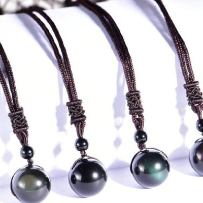Vòng cổ đá Obsidian tự nhiên - vòng cổ phong thủy nam nữ
