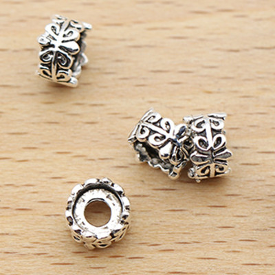 Combo 2 cái charm bạc chặn hạt họa tiết hoa văn - Ngọc Quý gemstones